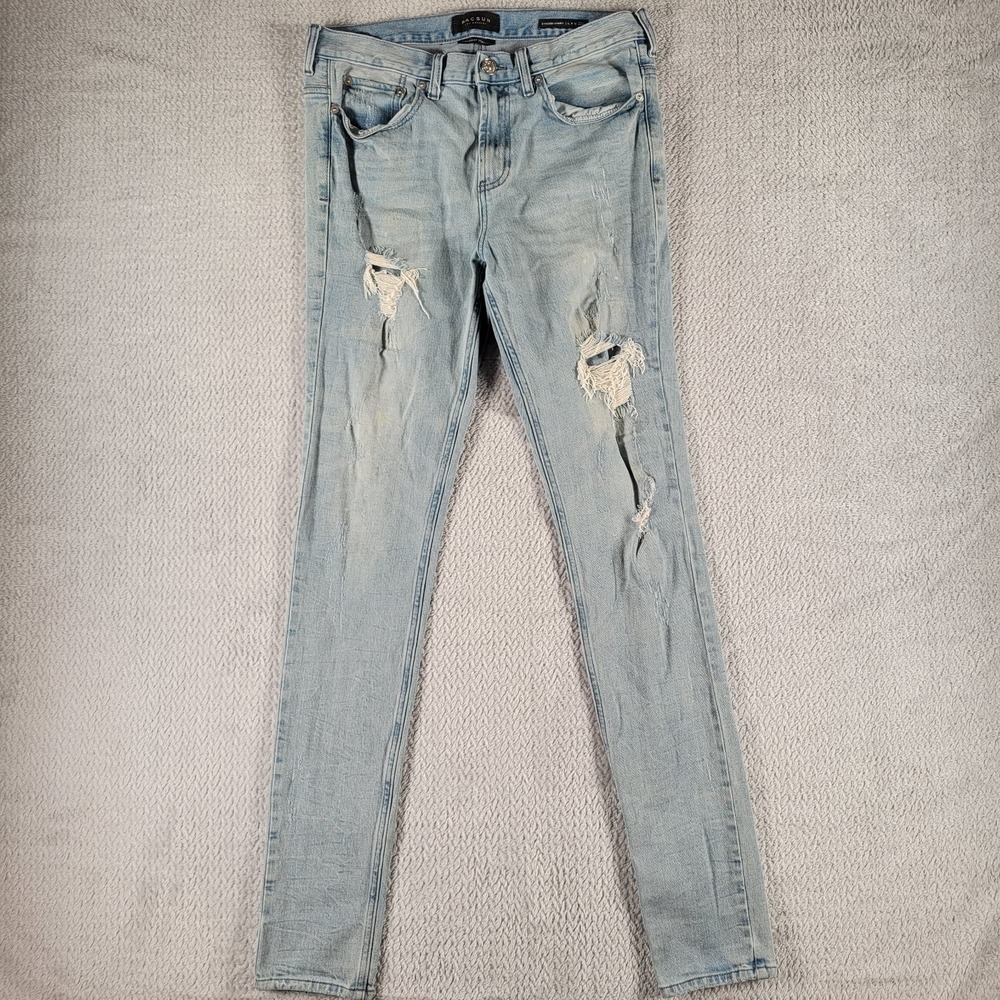 PacSun comfort stretch stacked skinny distressed blue jeans size 32X34